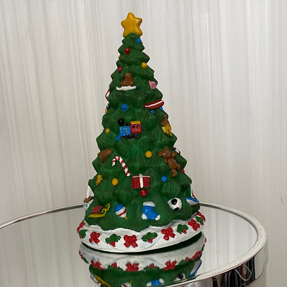 Vintage 1992 Festive Green Christmas Rubber Tree Decoration by Artline